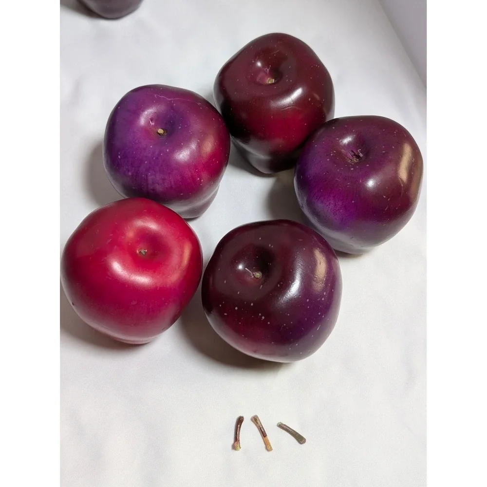 21 Piece Faux Apples Bulk Lot Artificial Fruit Red Purple Lenticels Plastic Foam